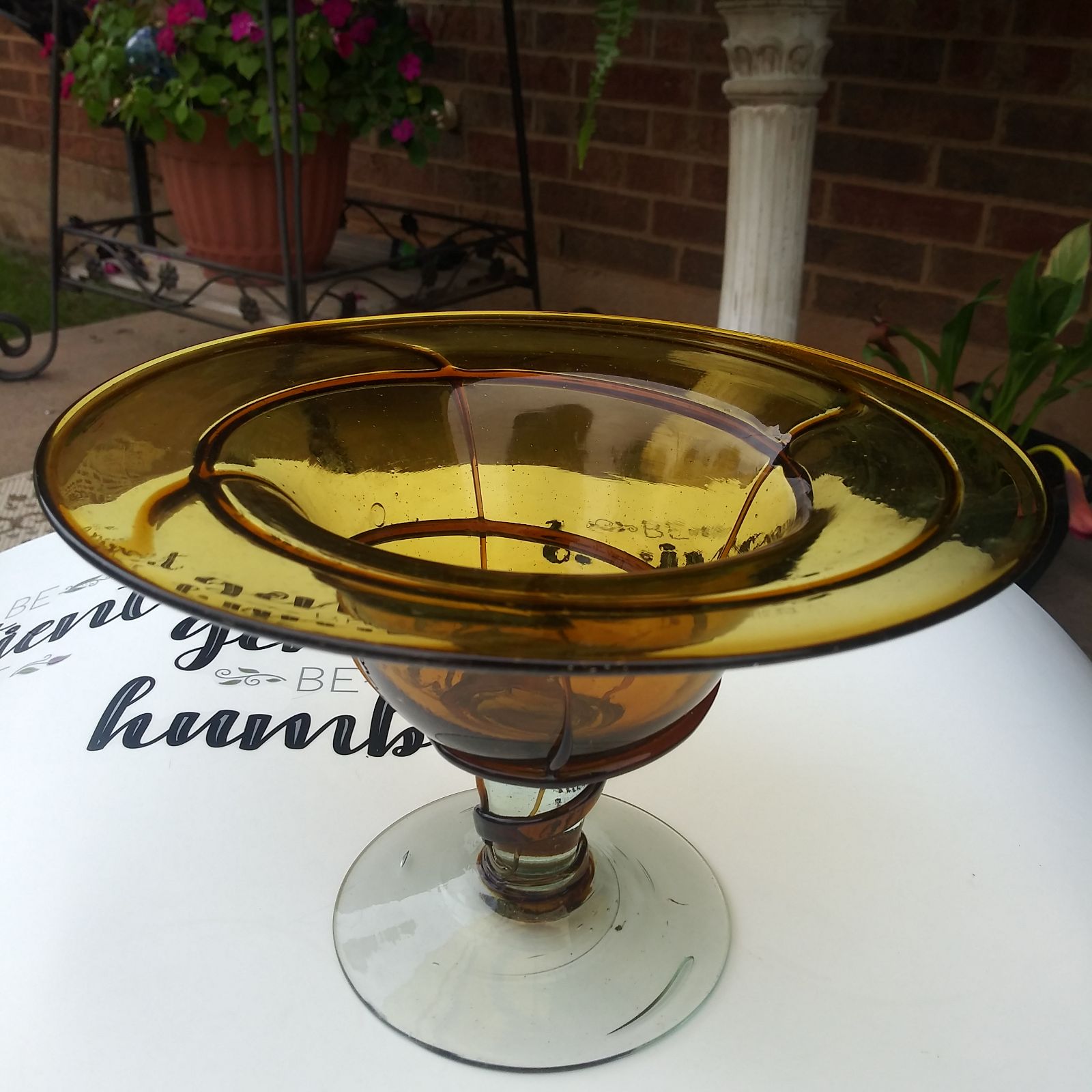 Vintage amber centerpiece bowl
