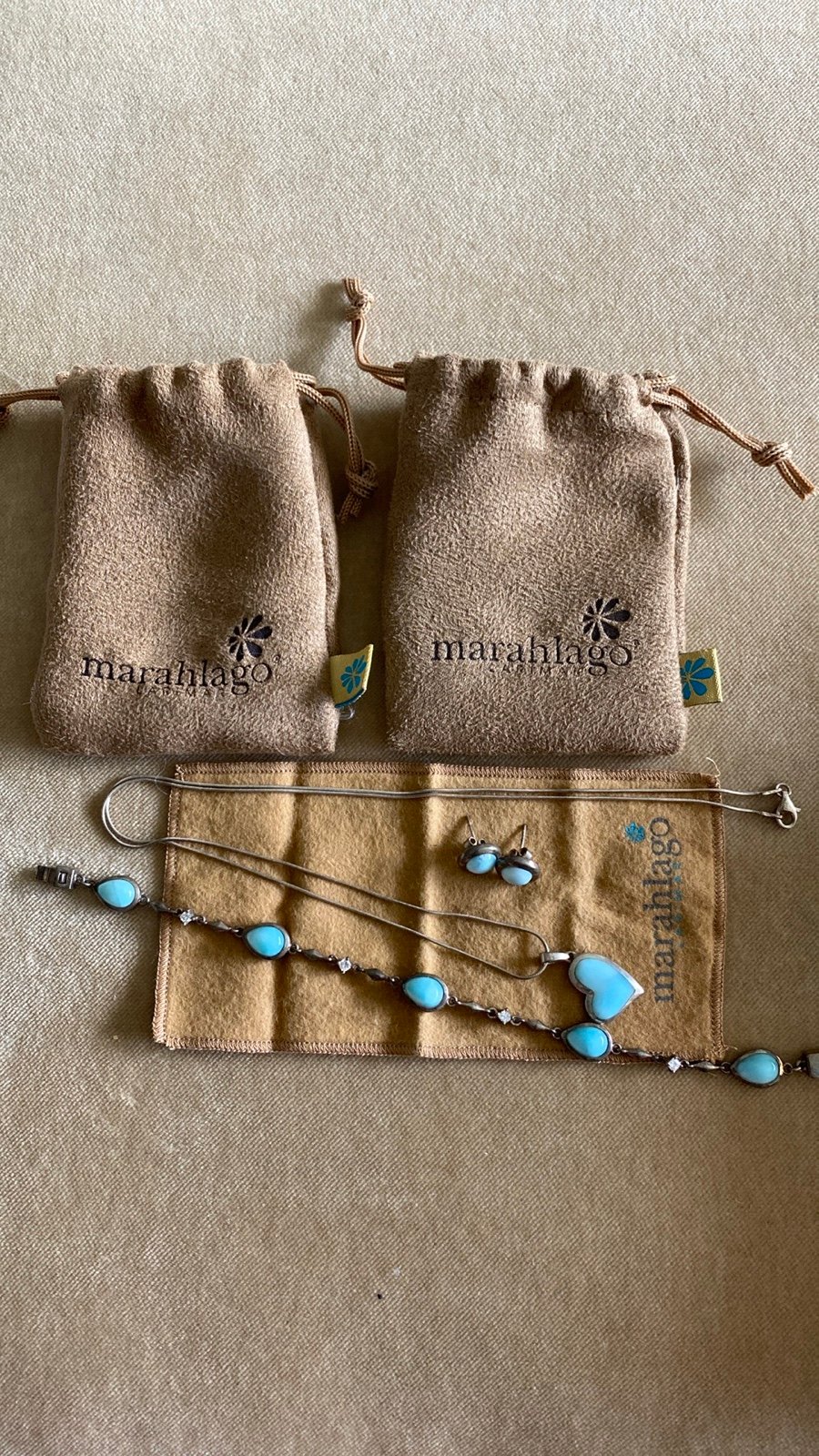Marahlago Larimar Necklace, Bracelet and Earrings