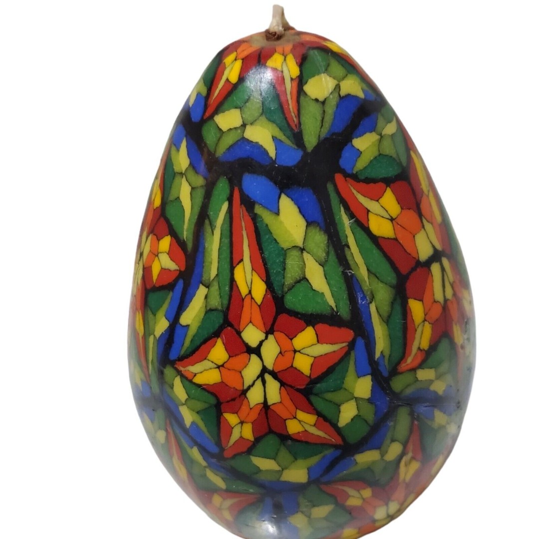Stone Candles Inc Large Mosaic Egg Shaped NWT Candle Vintage
