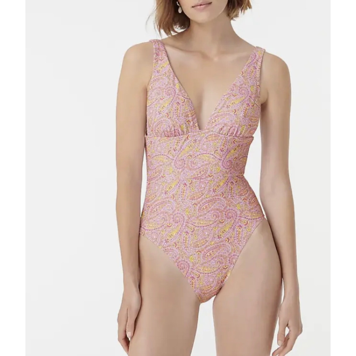 J. Crew Eco plunge V-neck one-piece in beach paisley