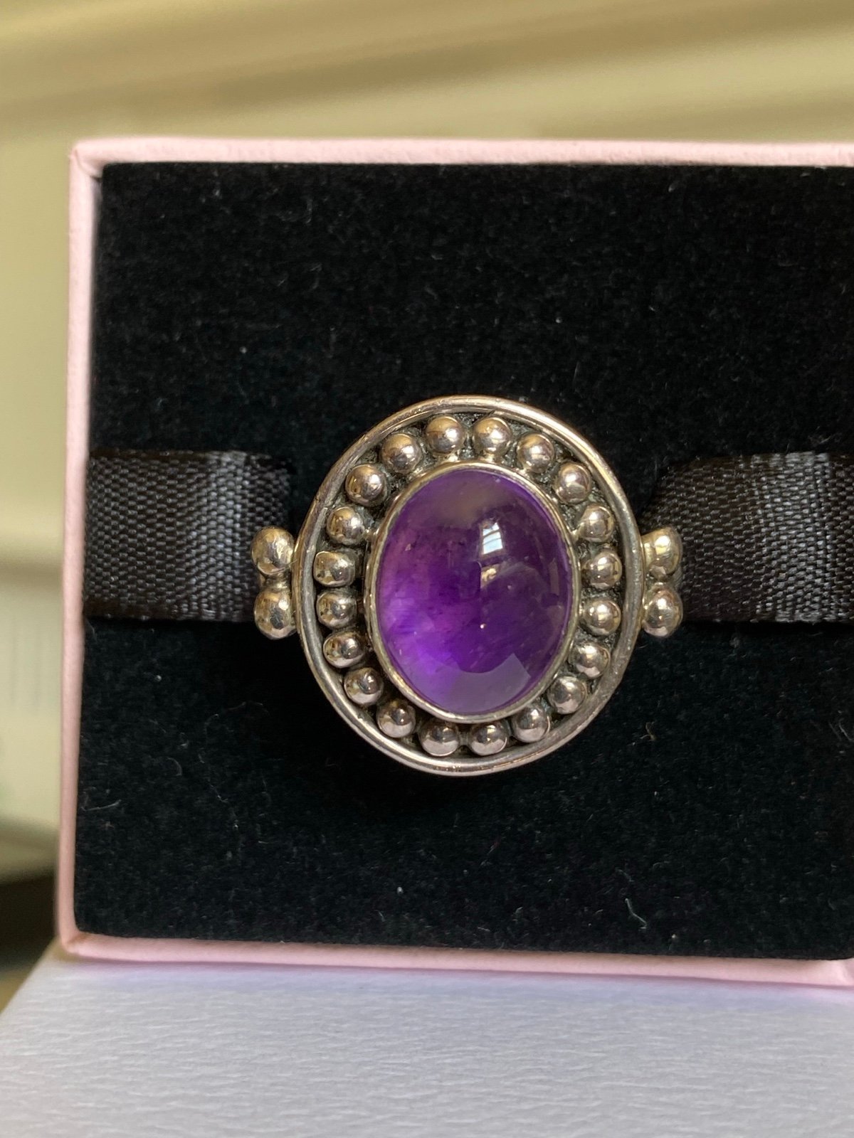 Vintage 925 sterling silver AMETHYST RING size 8