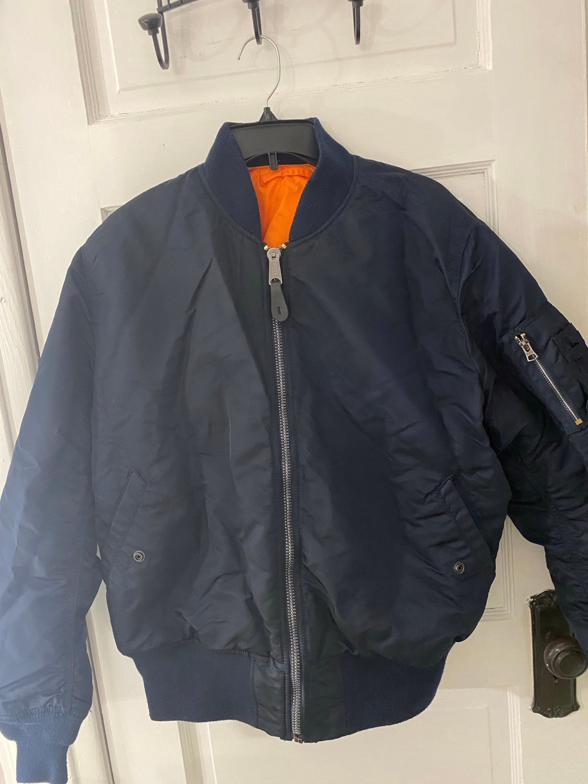 Alpha Industries MA1 Reversible Blue Orange Rocket Flight Bomber Jacket Size L