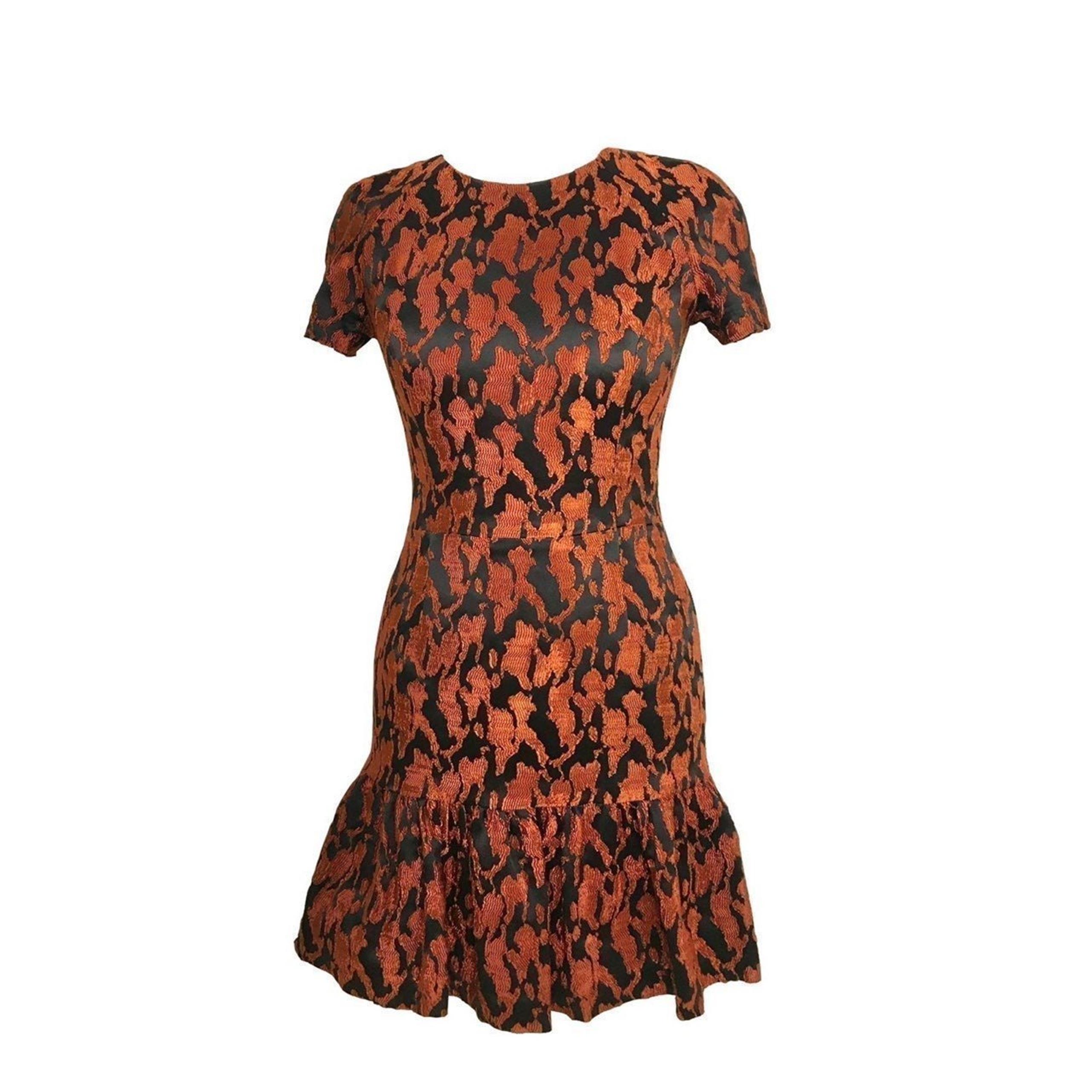 Opening Ceremony Posey Textured Ruffle Hem Short Sleeve Mini Dress