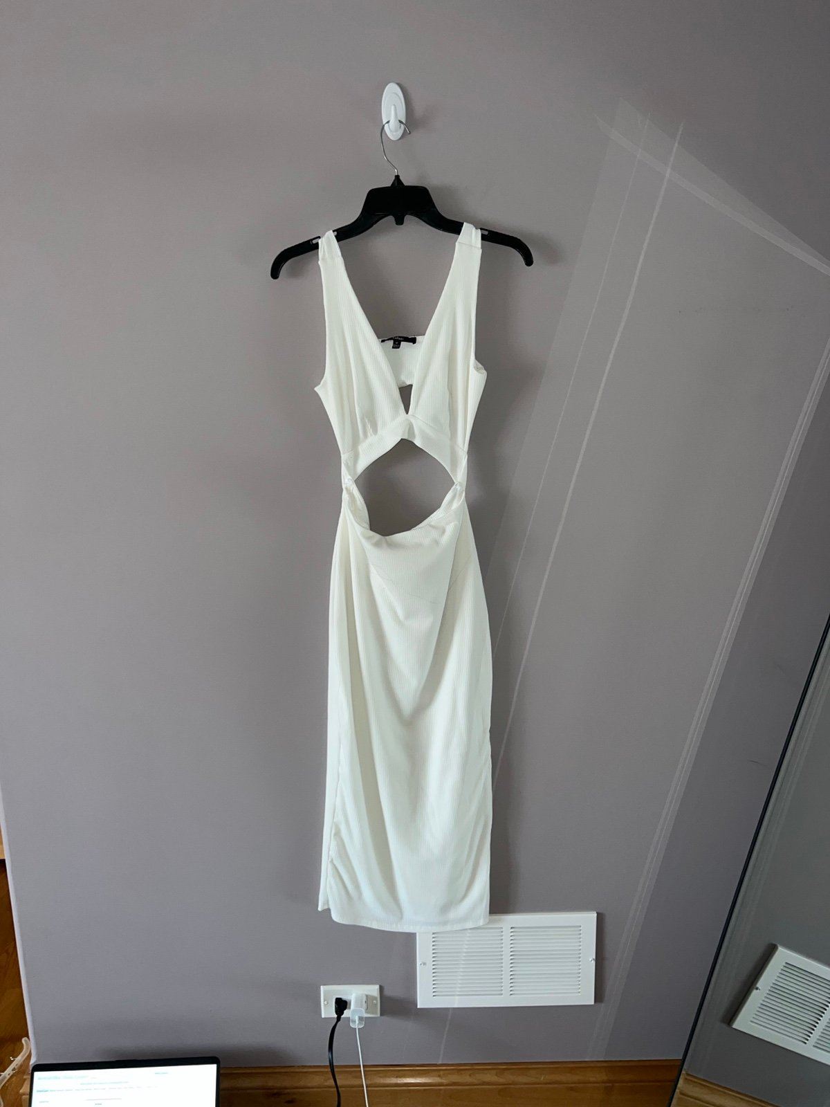 3370 White maxi dress lulu’s ribbed dress with cut outs medium