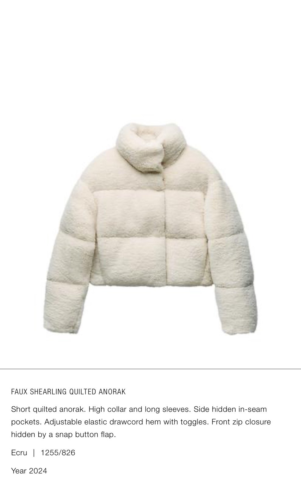 New FAUX SHEARLING QUILTED ANORAK