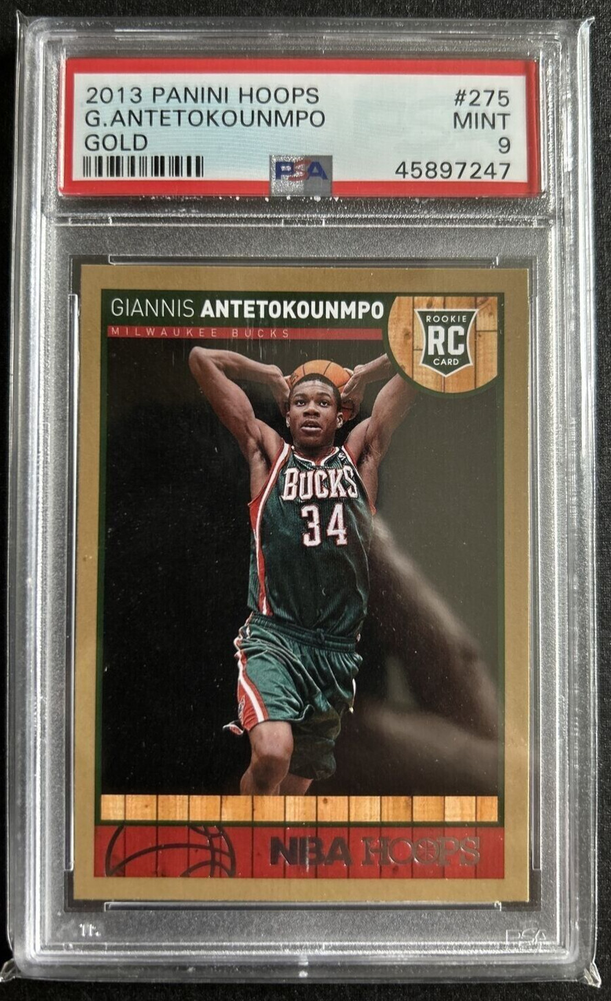 2013-14 Panini Hoops Gold Giannis Antetokounmpo RC Rookie PSA 9 MINT #275 Bucks