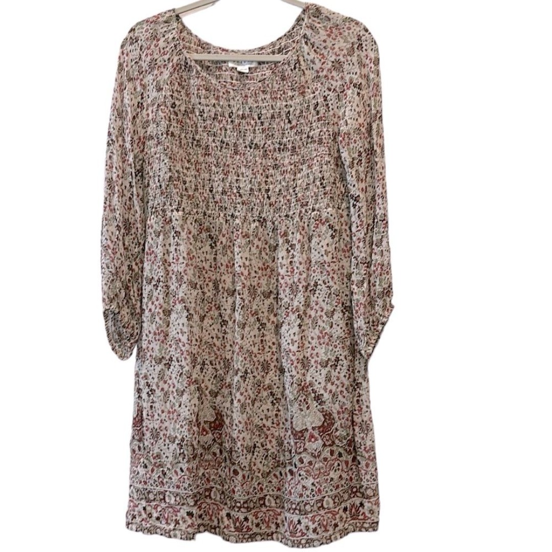 VELVET BY GRAHAM & SPENCER ARIANA PRINTED SMOCKED DRESS Medium Cottagecore Boho