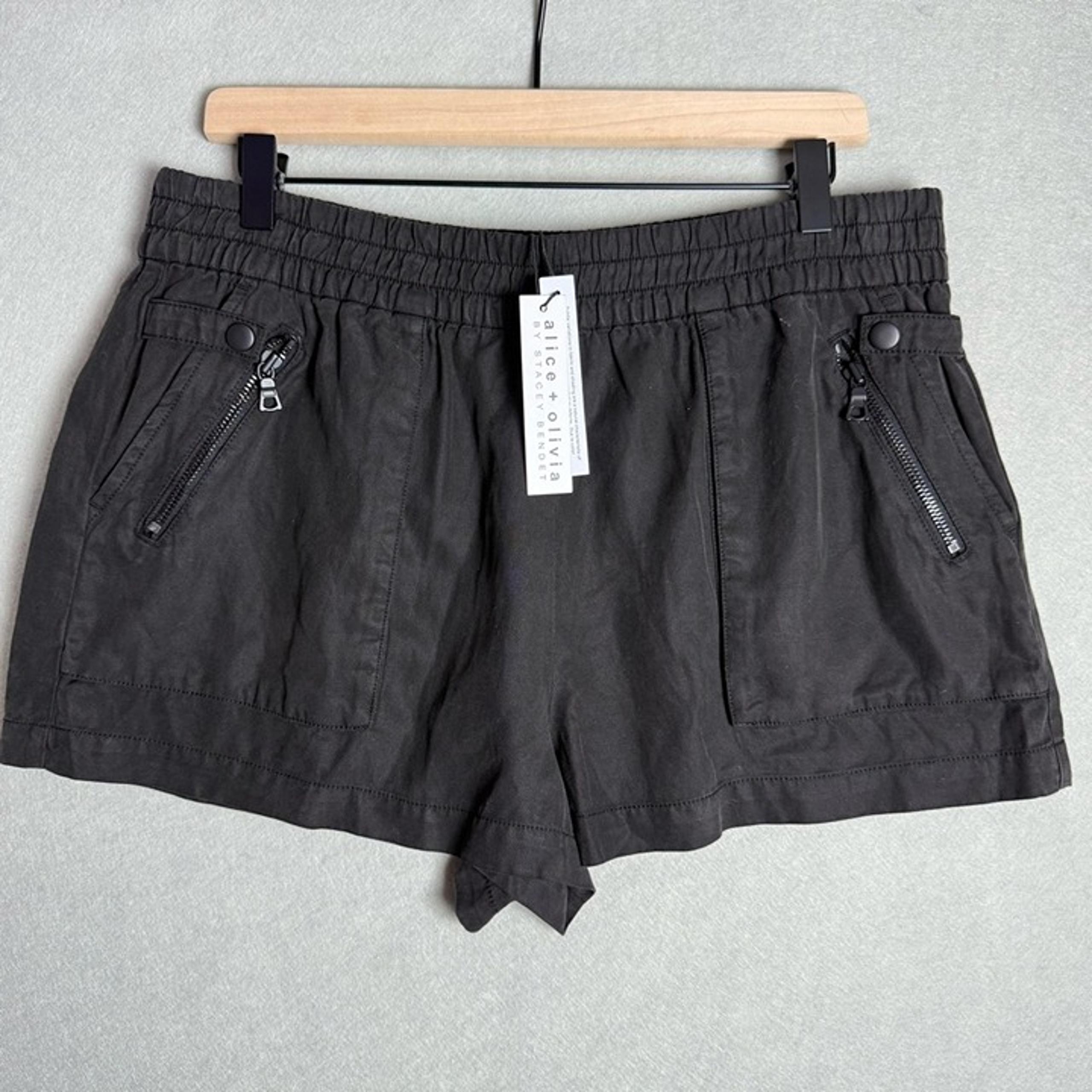 Alice + Olivia Women Black Britney High-Waist Patch-Pocket Pull On Shorts XL