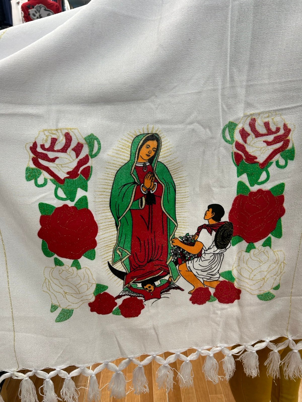 Virgencita de Guadalupe Embroidered Shawl Wrap Scarf