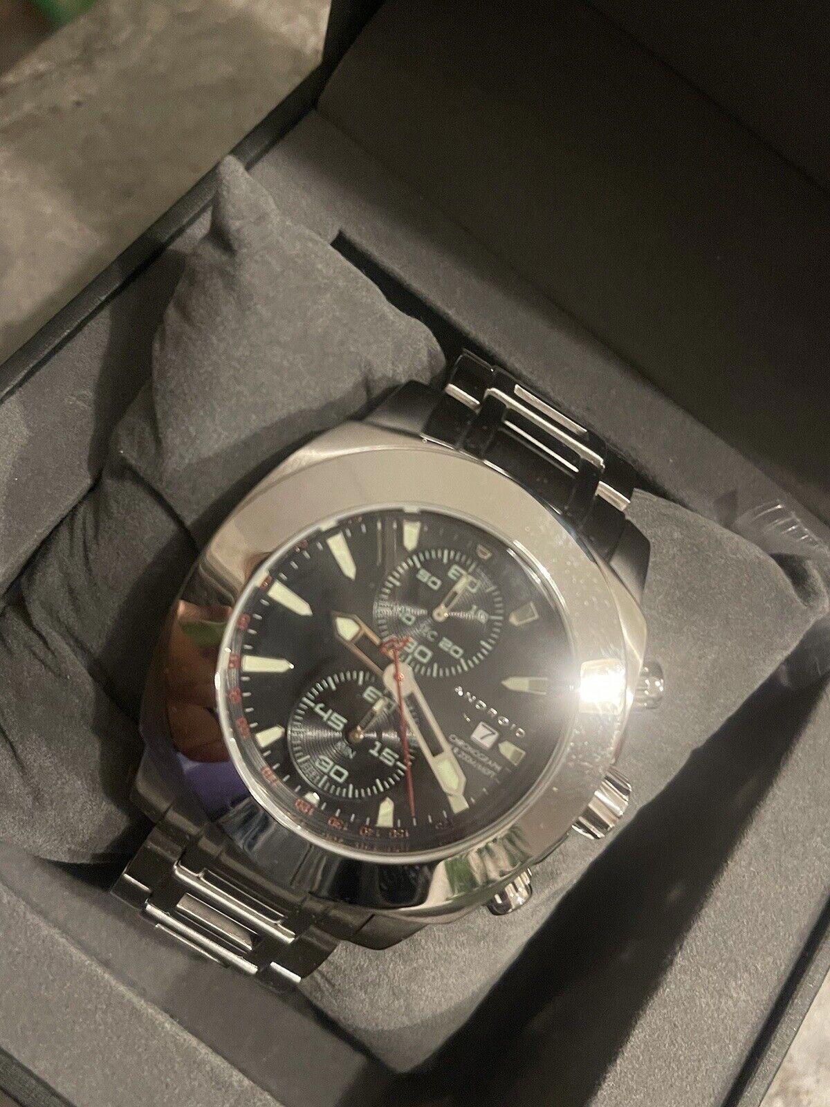 Android Watch Mens Chronograph AD686 Rare Clean Working Mineral Crystal 316L