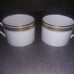 Fitz and Floyd Porcelain Plate and Mug Set Oak Park White Gold Trimmed Lot of 12