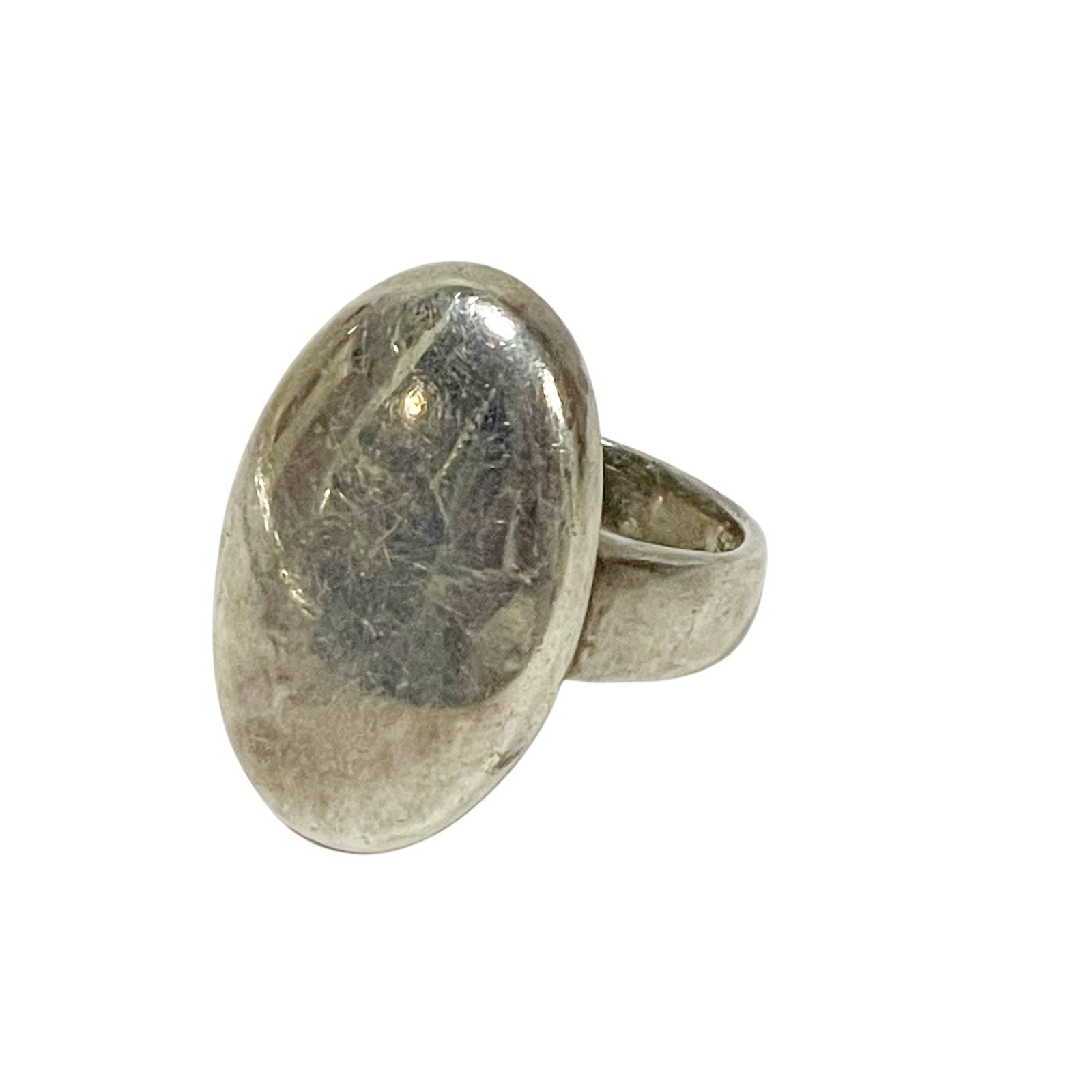Vintage Sterling Signed 925 CA Italy Solid Oval Modernist Ring Size 6.5