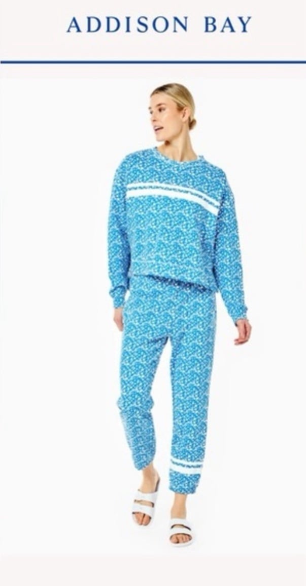 NEW ADDISON BAY callowhill sweatpants in courtside blue floral L