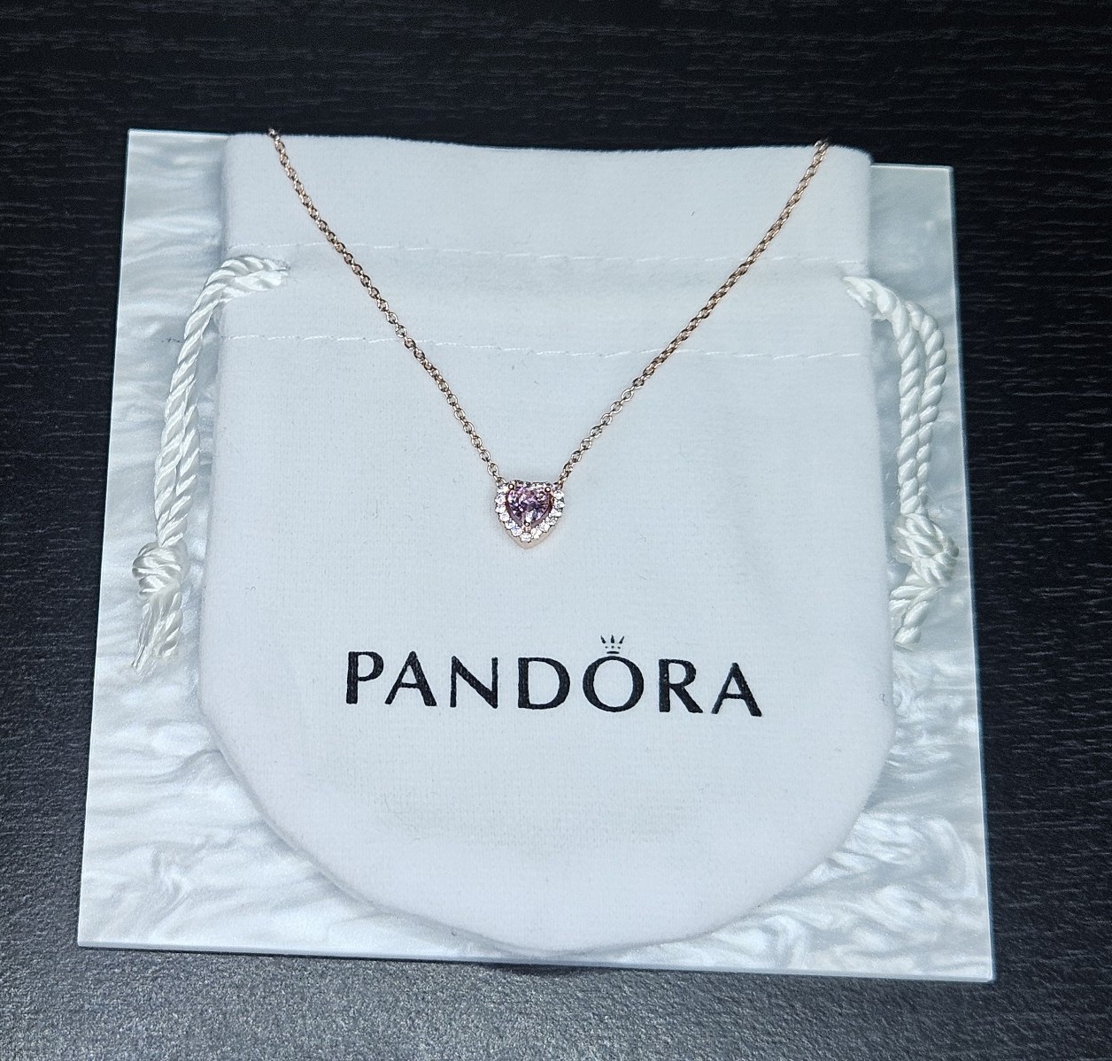 Pandora Sparkling Heart Collier Necklace  ROSEGOLD