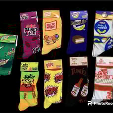 Novelty Food Socks Lot of 9, men’s size 6-12, can be unisex, read on…