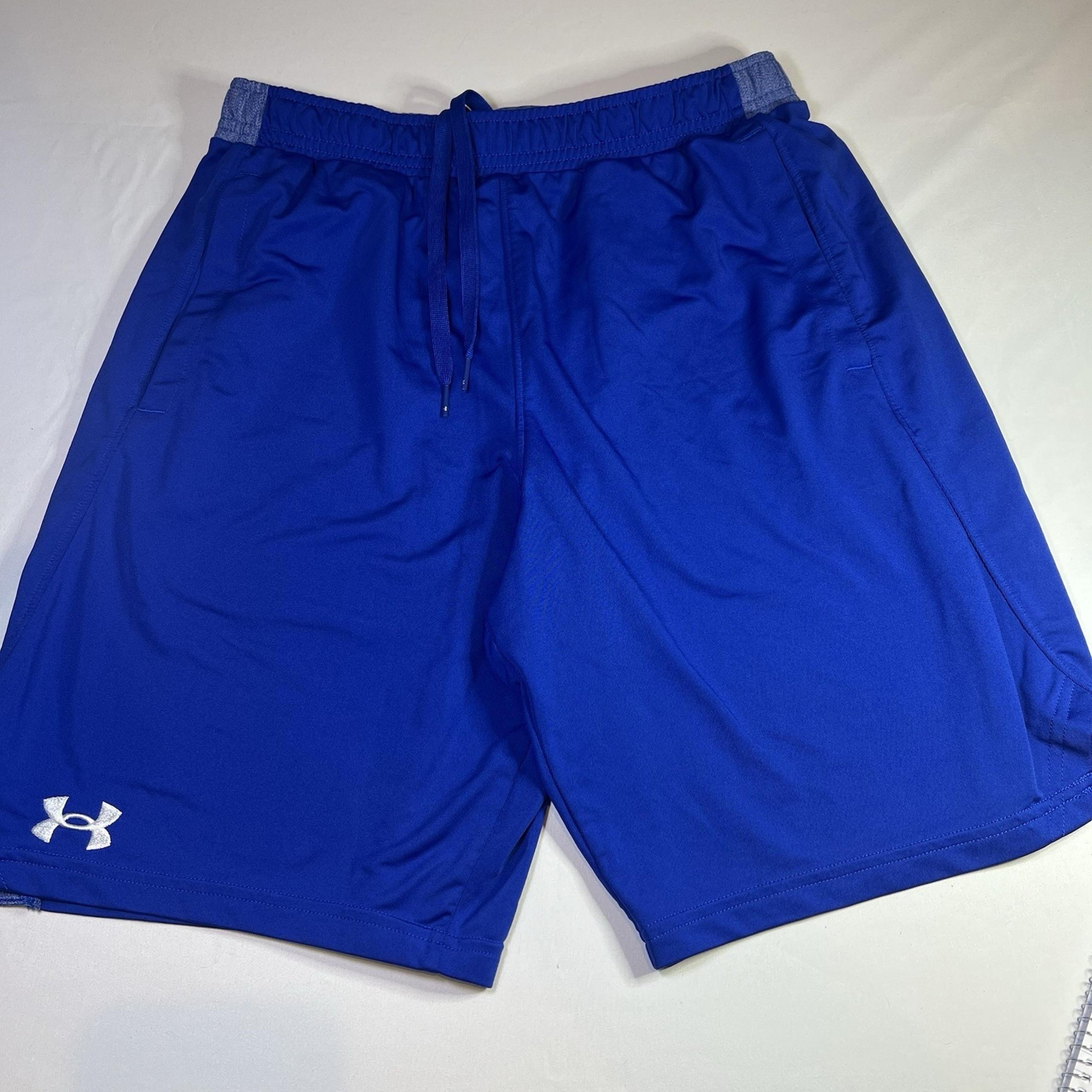 Mens Blue Medium Under Armour Athletic Shorts Training Gym Activewear Drawstring