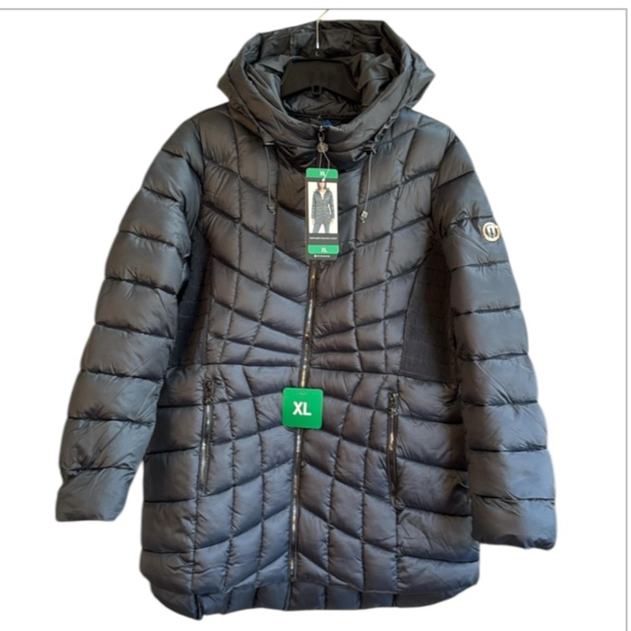 Bernardo Womens XL Quilted Long Puffer Jacket Iced Cove Blue NEW Price Firm