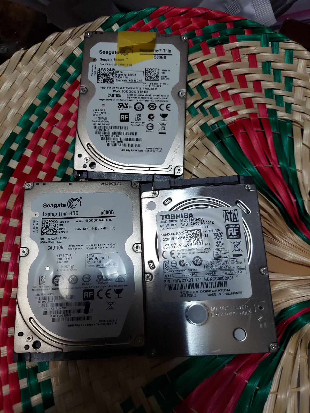 Hard Drive laptop 500gb lot of 3