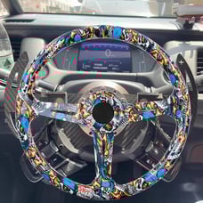 NEW JDM UNIVERSAL 350MM STICKERBOMB Acrylic Deep Dish 6 Holes Steering Wheel