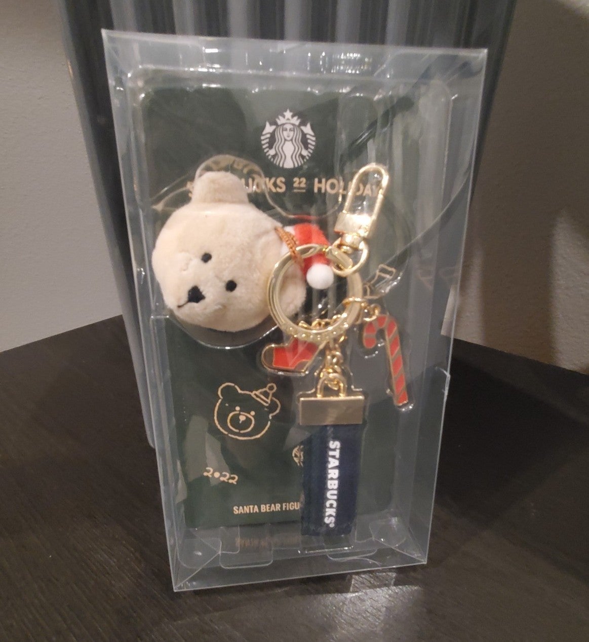 NWT Starbucks Korea 22 Holiday Santa Bear Figure Keychain