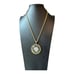Crown Trifari Gemini Twins Vintage Clear Etched Medallion and Necklace