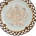Crown Trifari Gemini Twins Vintage Clear Etched Medallion and Necklace