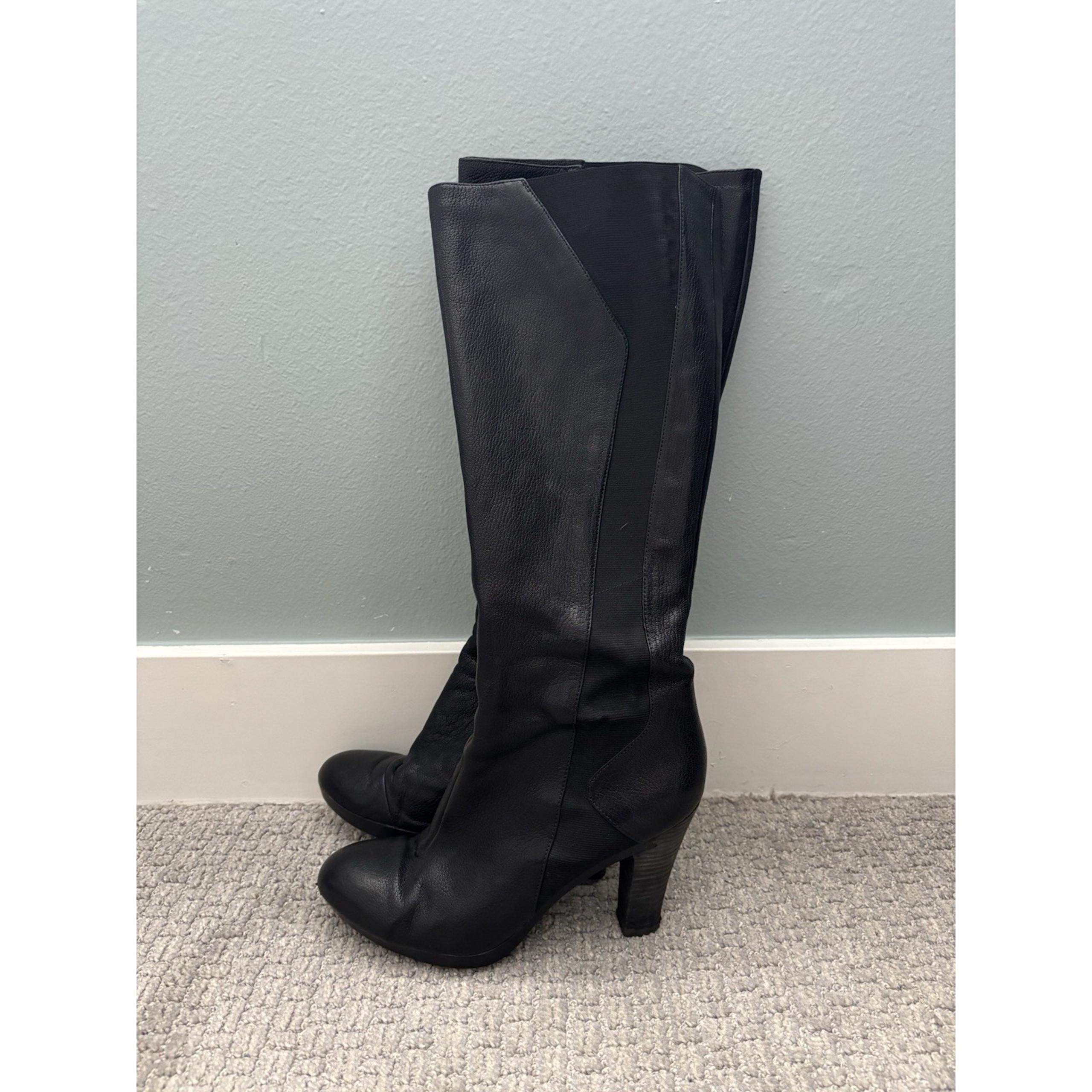 Tsubo Womens Knee High Black Leather Boots *Size 10 *High Heeled