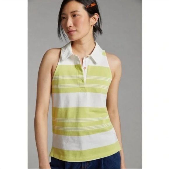 Maeve Anthropologie Striped Rigby Polo Tank, Size L