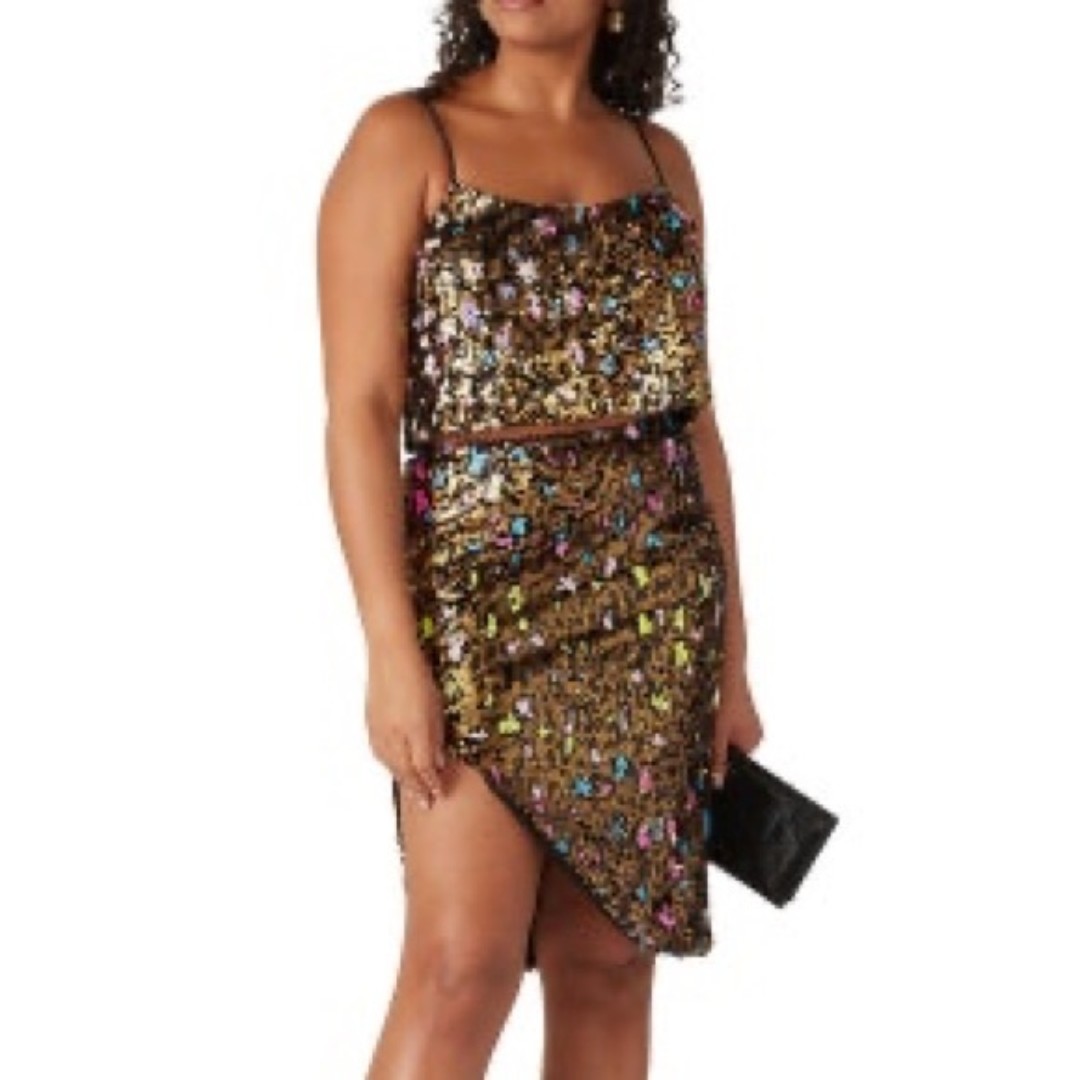 (B1) Cosmopolitan X DTP Leopard Sequin Isla Tank Crop top ONLY, Size Small, NWT