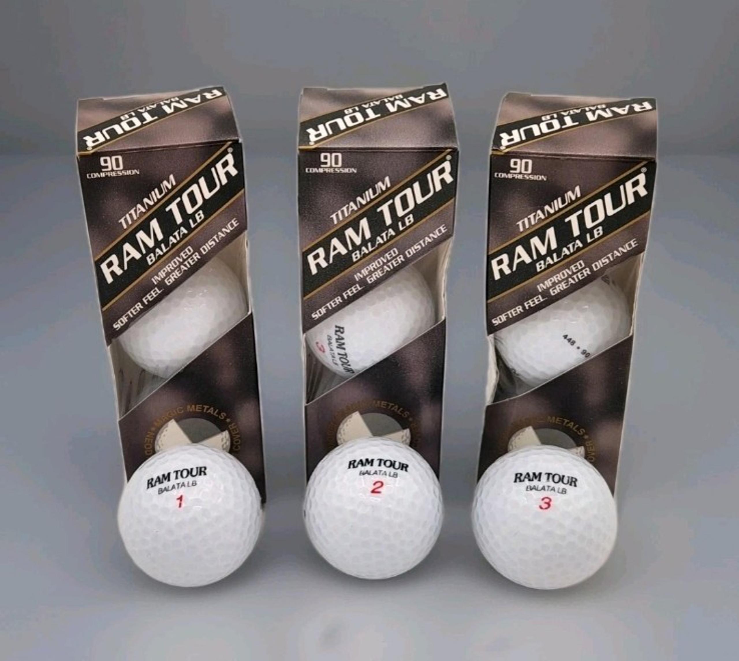 Titanium Ram Tour Balata LB 90 Compression Golf Balls 3 Packs 9 Balls NEW