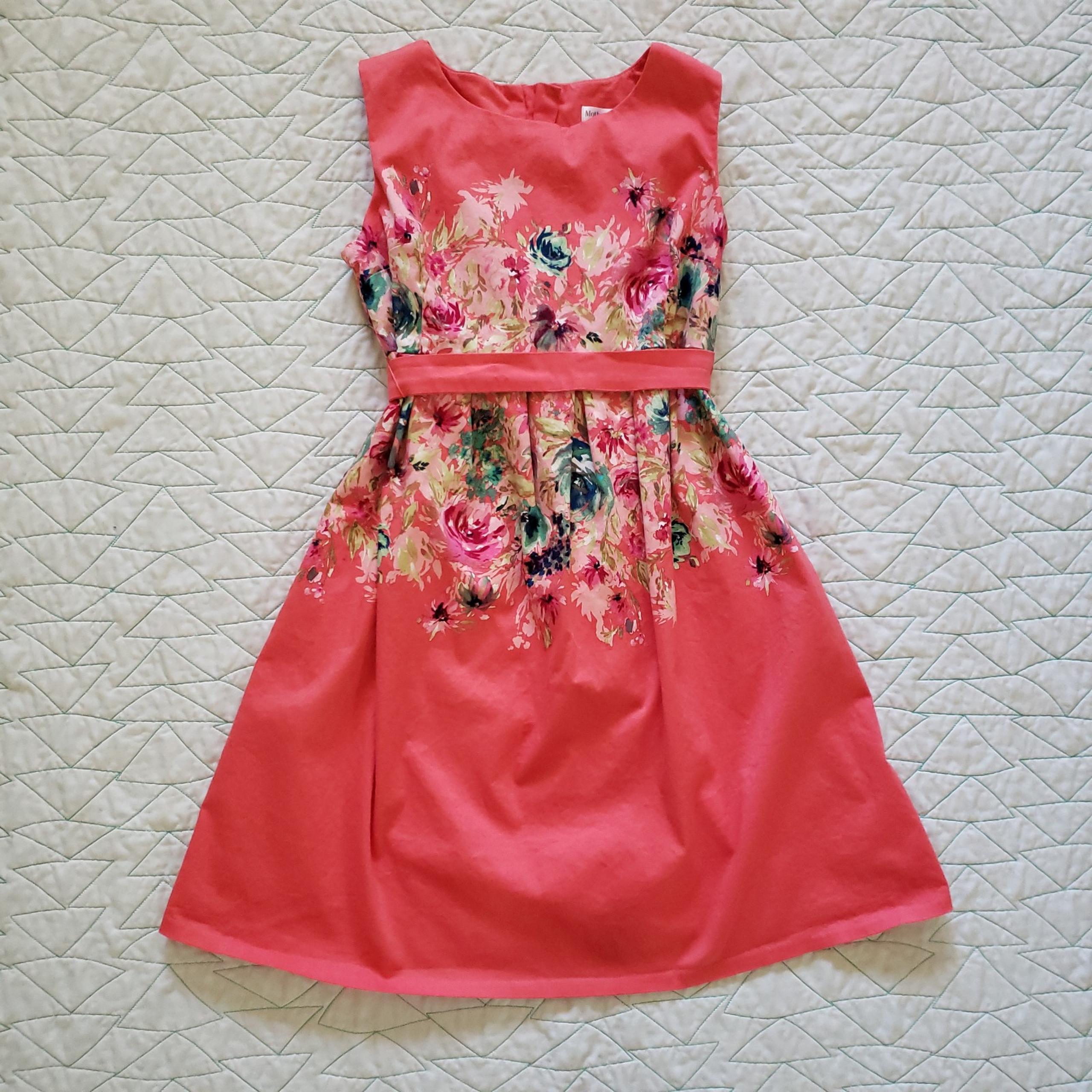 Coral Floral Cotton Sleeveless Dress - Motherhood Maternity