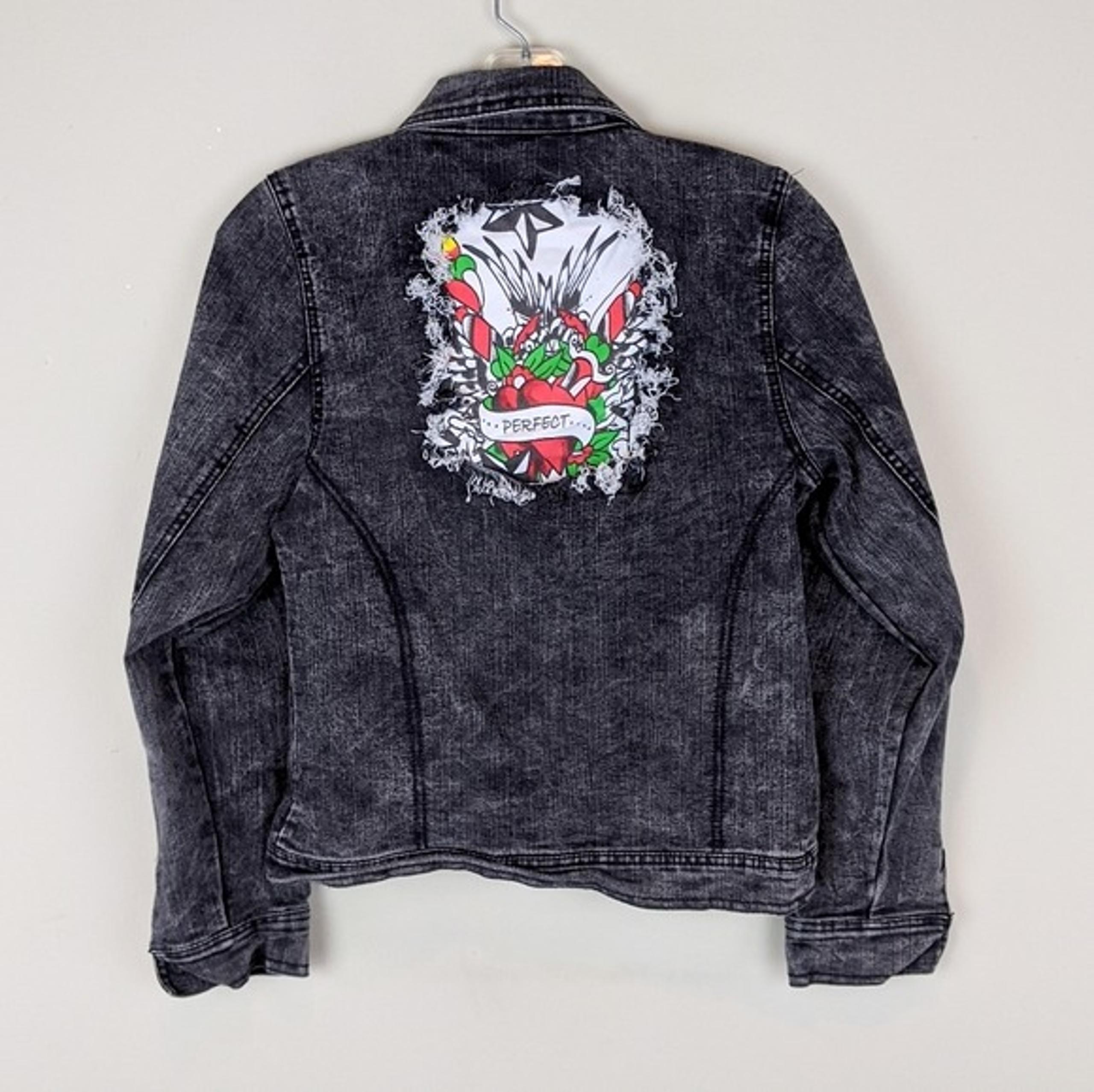 Ed Hardy Dark Gray Denim Jacket