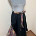 Gouk Long Skirt Black Floral Japanese Style Adult Spring Cotton