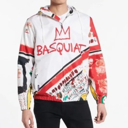 Members Only Jacket Jean Michel Basquiat Windbreaker Hoodie Mens Size MEDIUM NWT