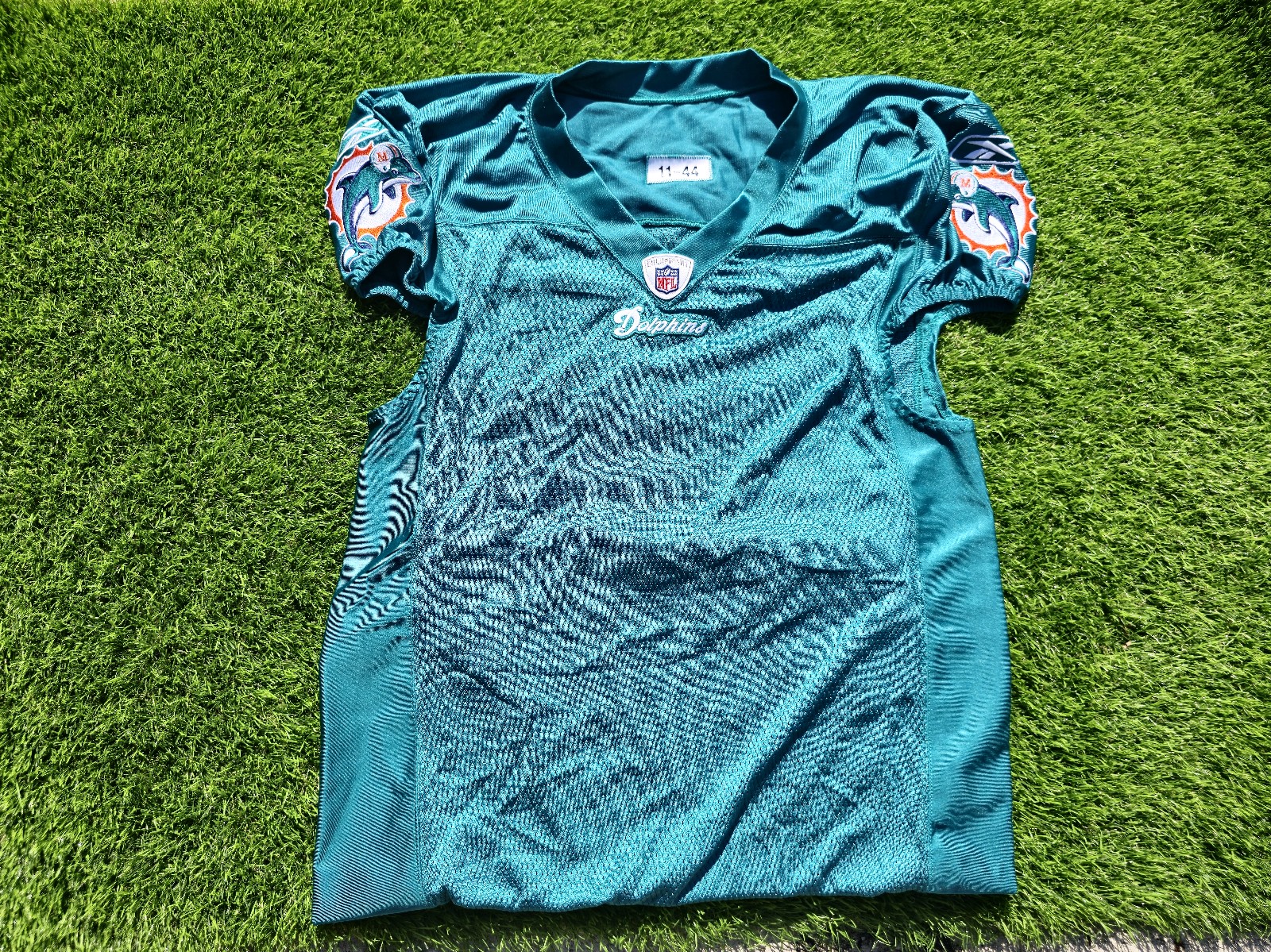 Miami dolphins team issue pro cut practice jersey signed reebok size 44 6x long