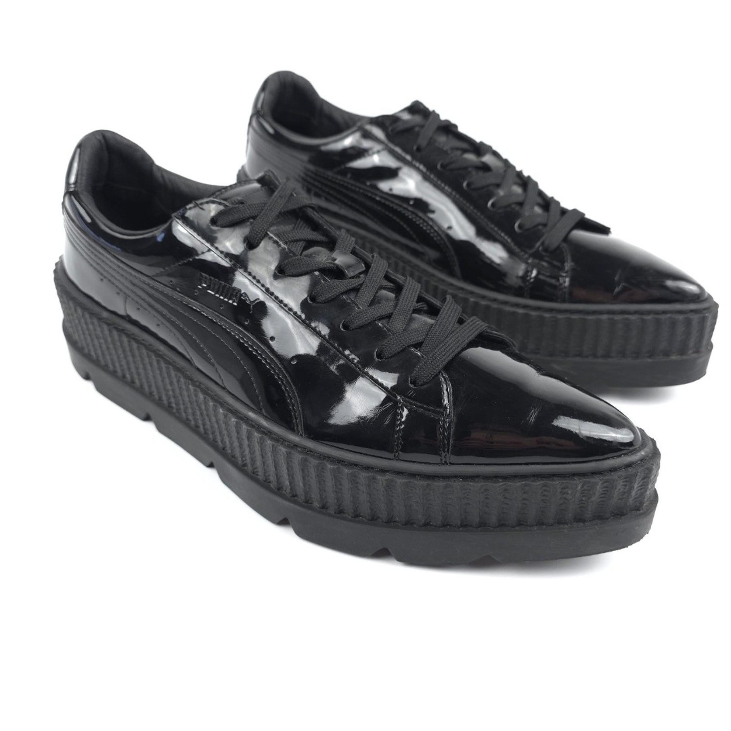 FENTY Puma Rihanna Creeper Patent Leather Platform Sneaker Black 90s Grunge Goth