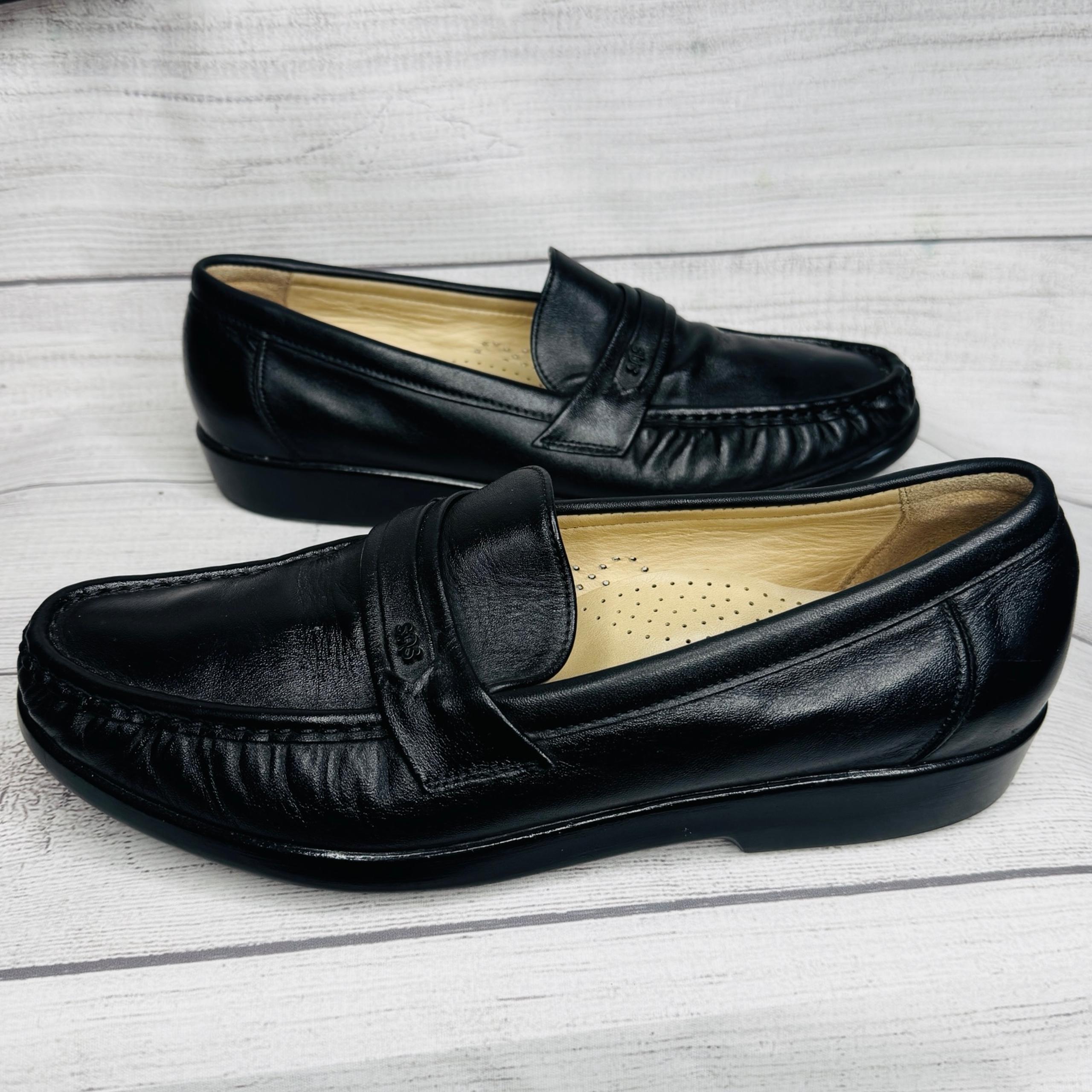 SAS Shoes Ace Handsewn Penny Loafer Shoe Black Leather Slip On USA Mens 9.5M