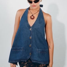 Lioness Denim Halter Top