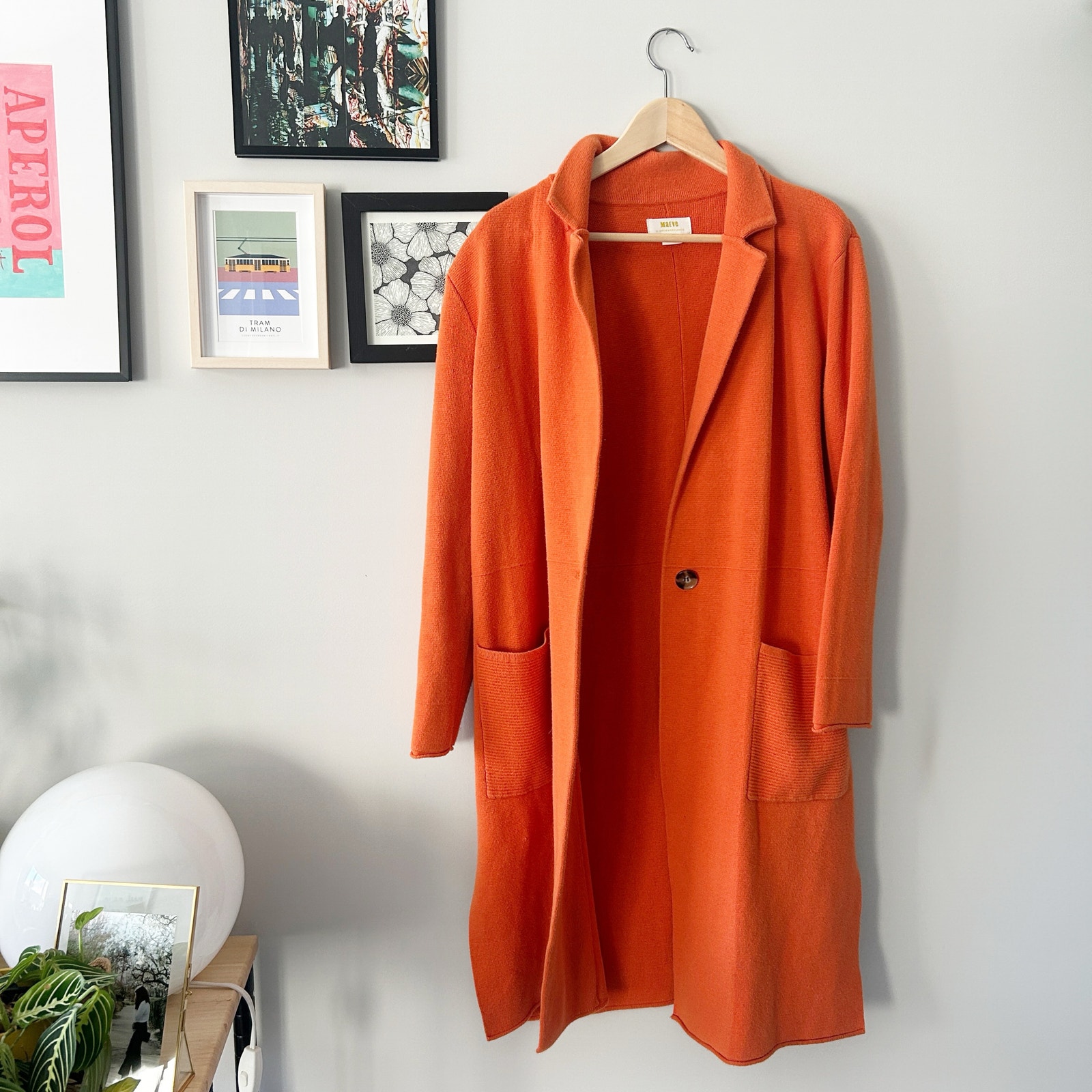 Maeve by Anthropologie Orange Knit Coatigan Open Front Cotton Blend Size S