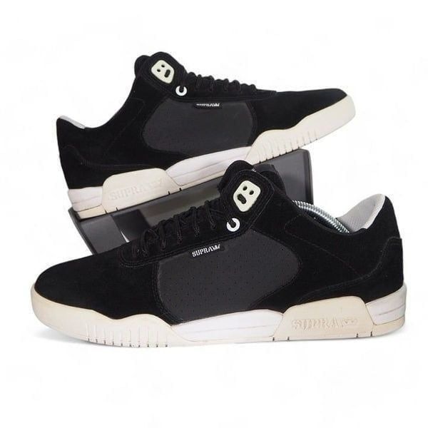 Supra Erik Ellington Pro Suede Skate Shoes Black / White 08114-002 Men's 12