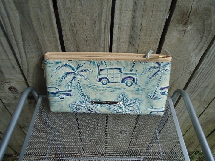 Brahmin Copa Cabana Sky Blue Kayla Wristlet Clutch Tasseled W Card