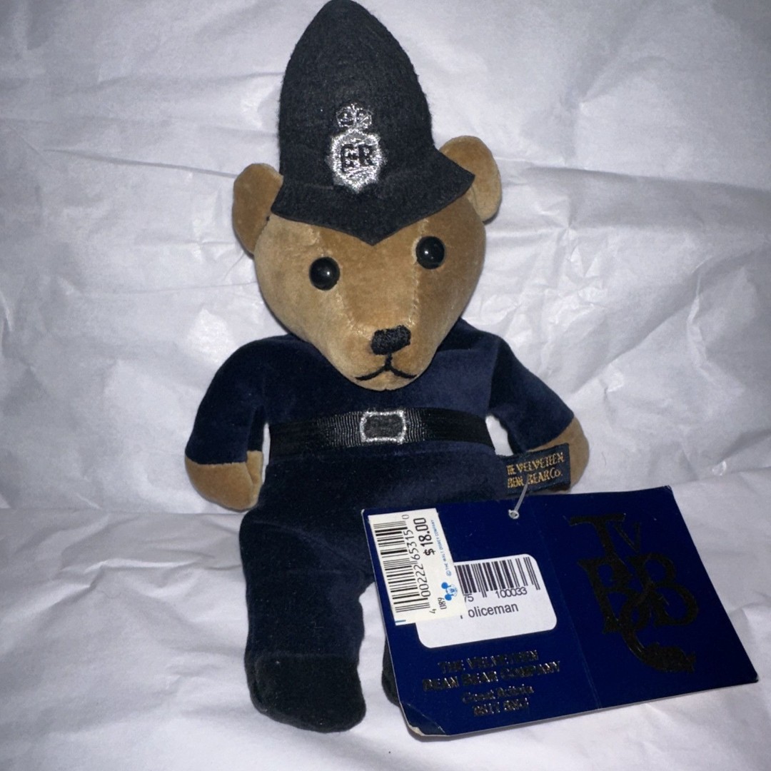 Velveteen Bean Bear Company Great Britain UK ER Police British Bobby 9” Tags