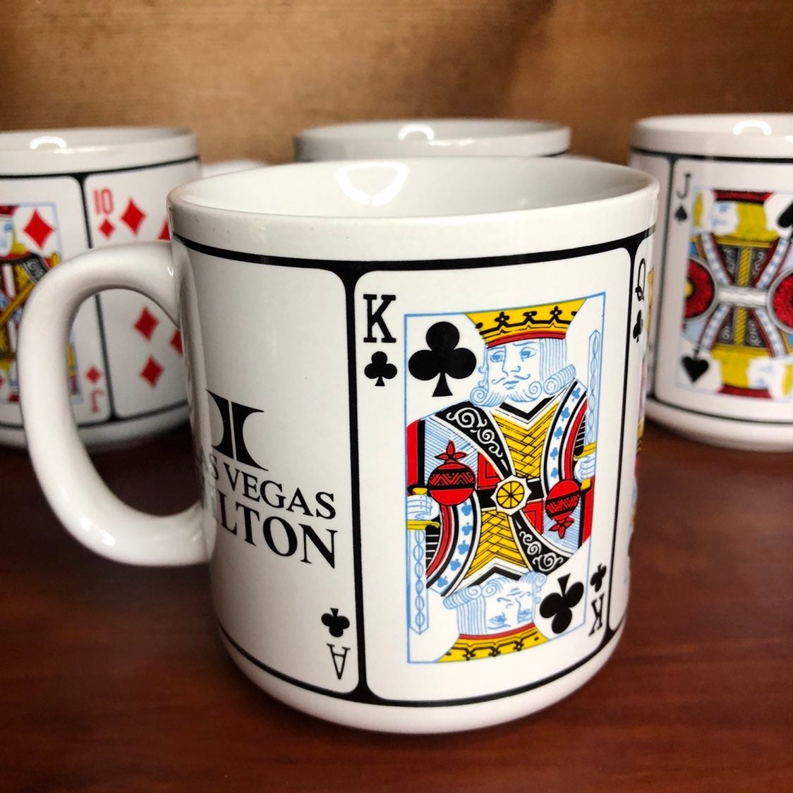 4 Las Vegas Hilton Playing Card Coffee Mugs