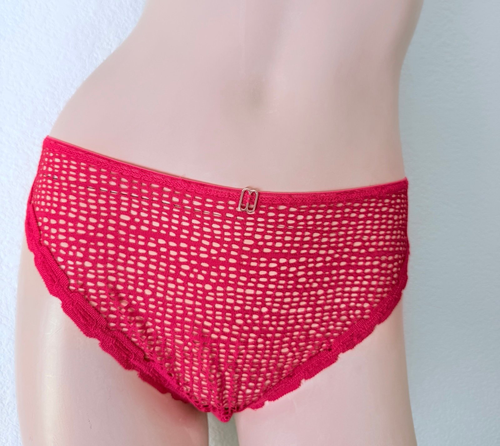 Rare Vintage Freya Rio Bikini Bottom Hot Pink Mesh Swim Brief size Large New