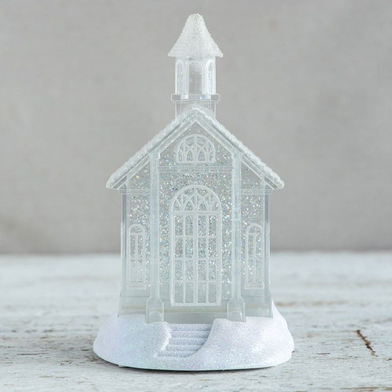 Acrylic Church Glitter Globe Cracker Barrel Decor
