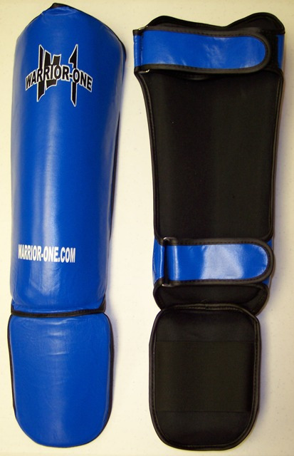 Leather Shin Instep Guards Pads - Blue