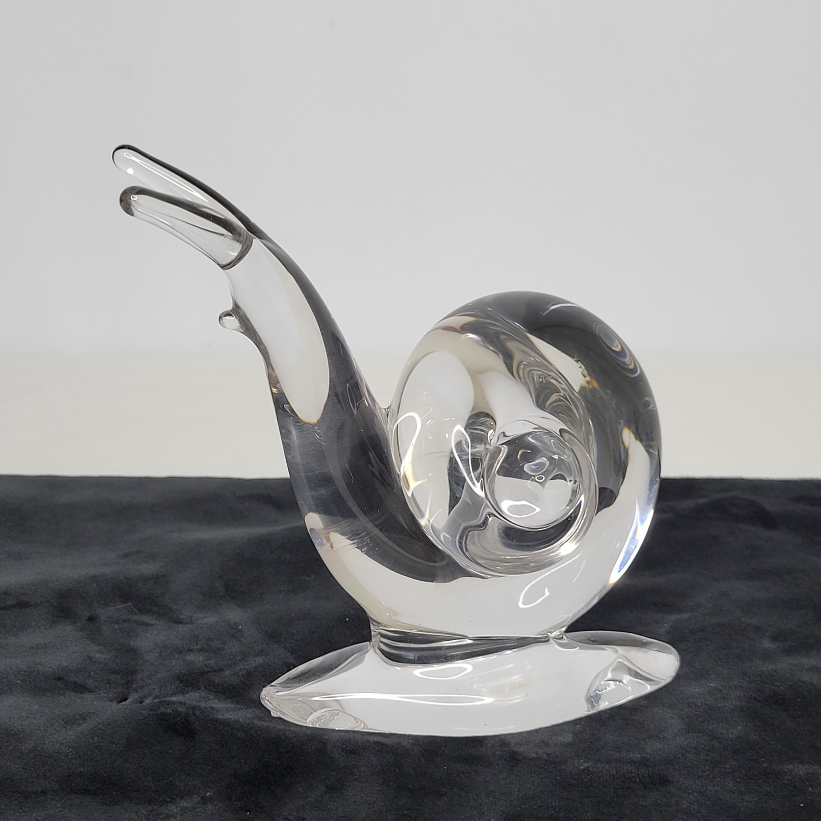 Vintage Large Clear Art Glass Snail Figurine Spiral Shell