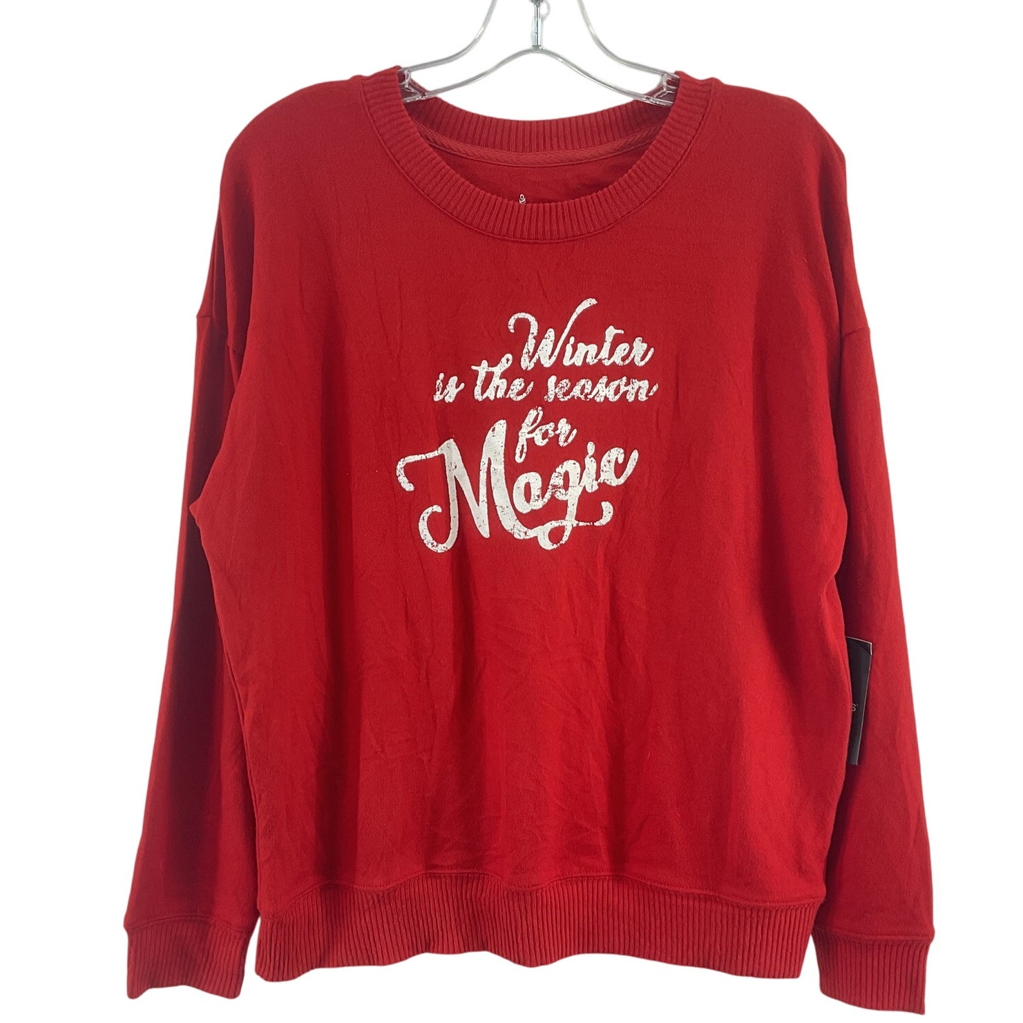 Cuddl Duds Winter Red Pullover Sweatshirt Women’s Medium Polyester Blend NWT