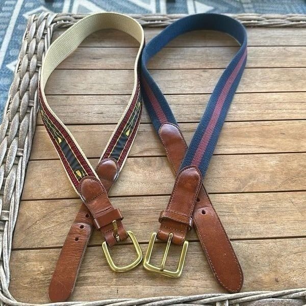 Hand Made Leather & Canvas Belt Bundle (2) 38
