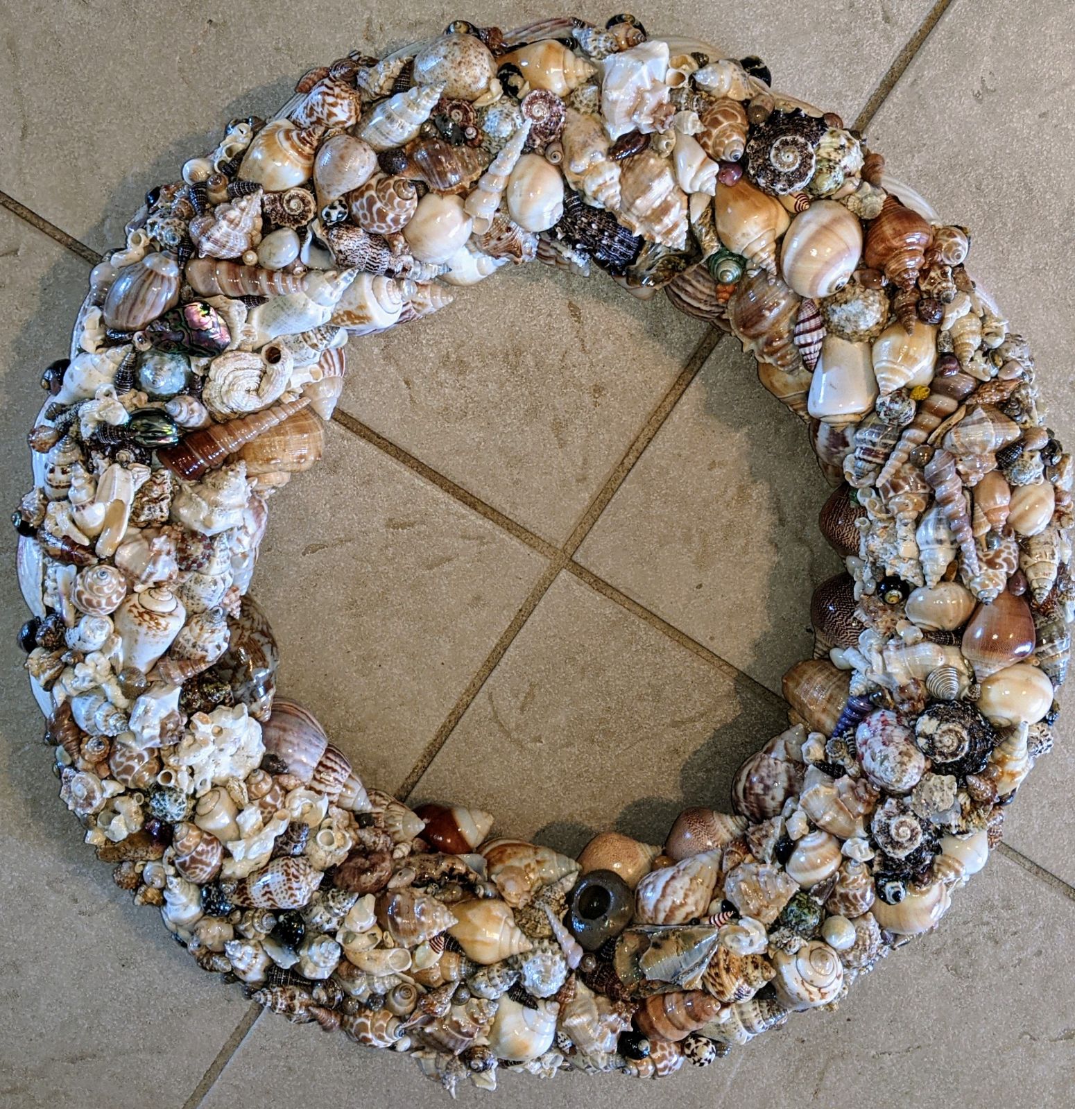 Handcrafted sea shell wreath